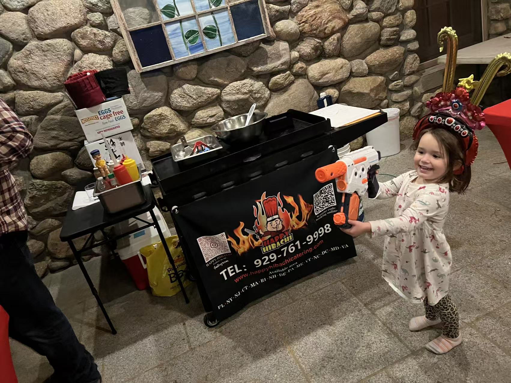 Hibachi chef performing at Cape Cod event